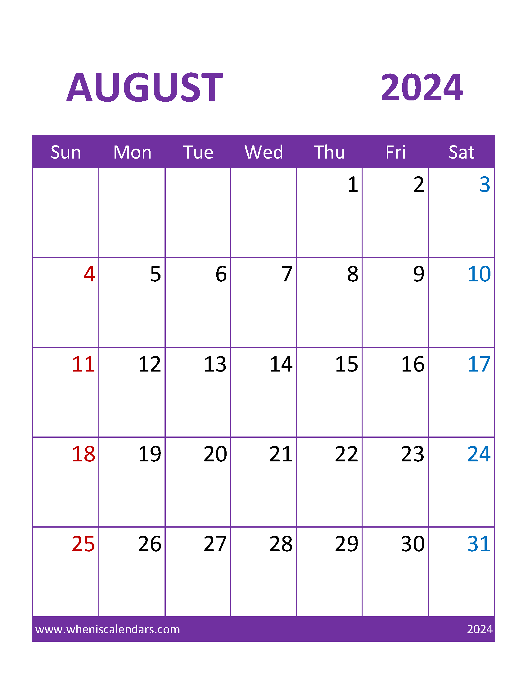 Free Printable Aug Calendar 2024 Monthly Calendar