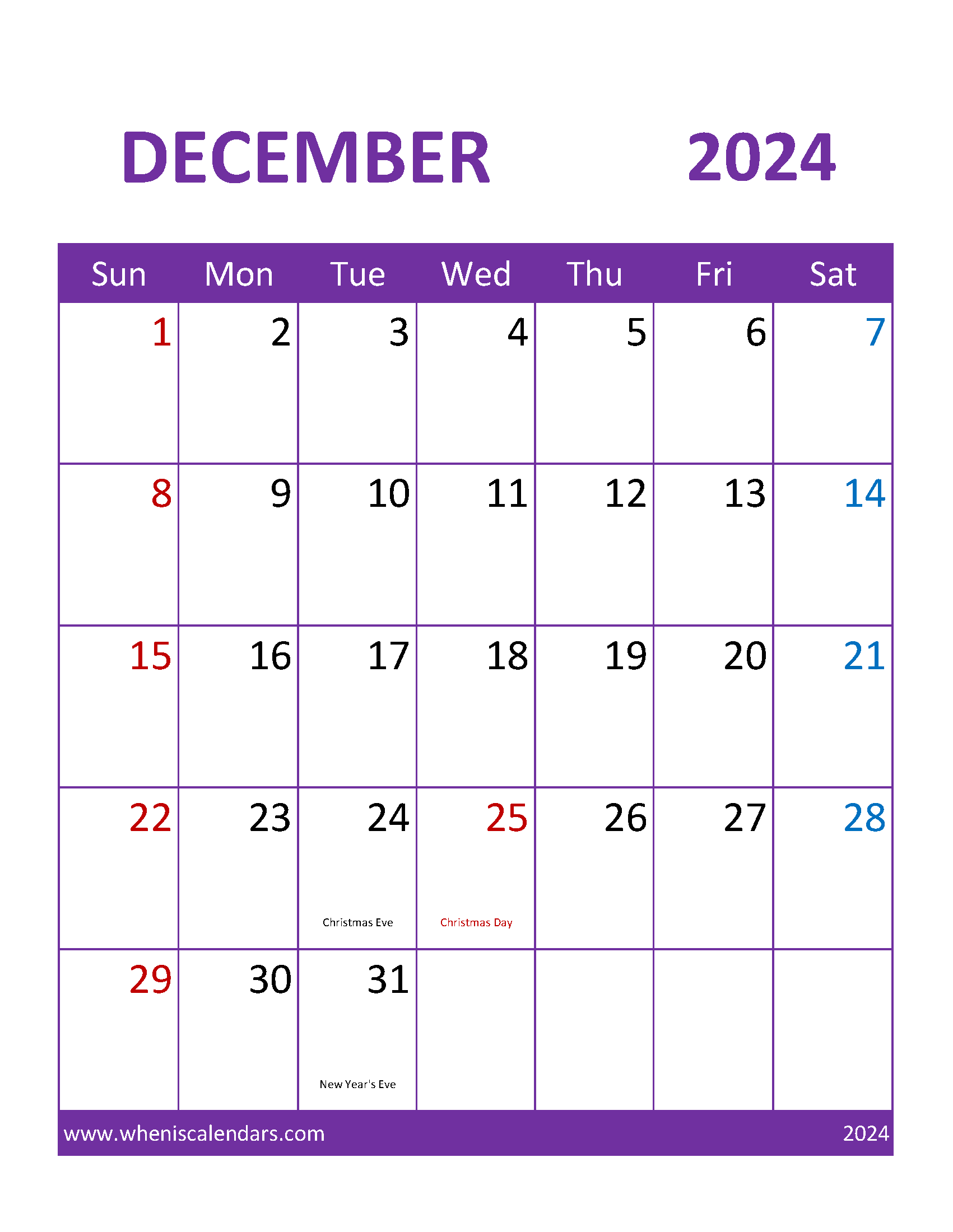 Free Printable Dec Calendar 2024 Monthly Calendar