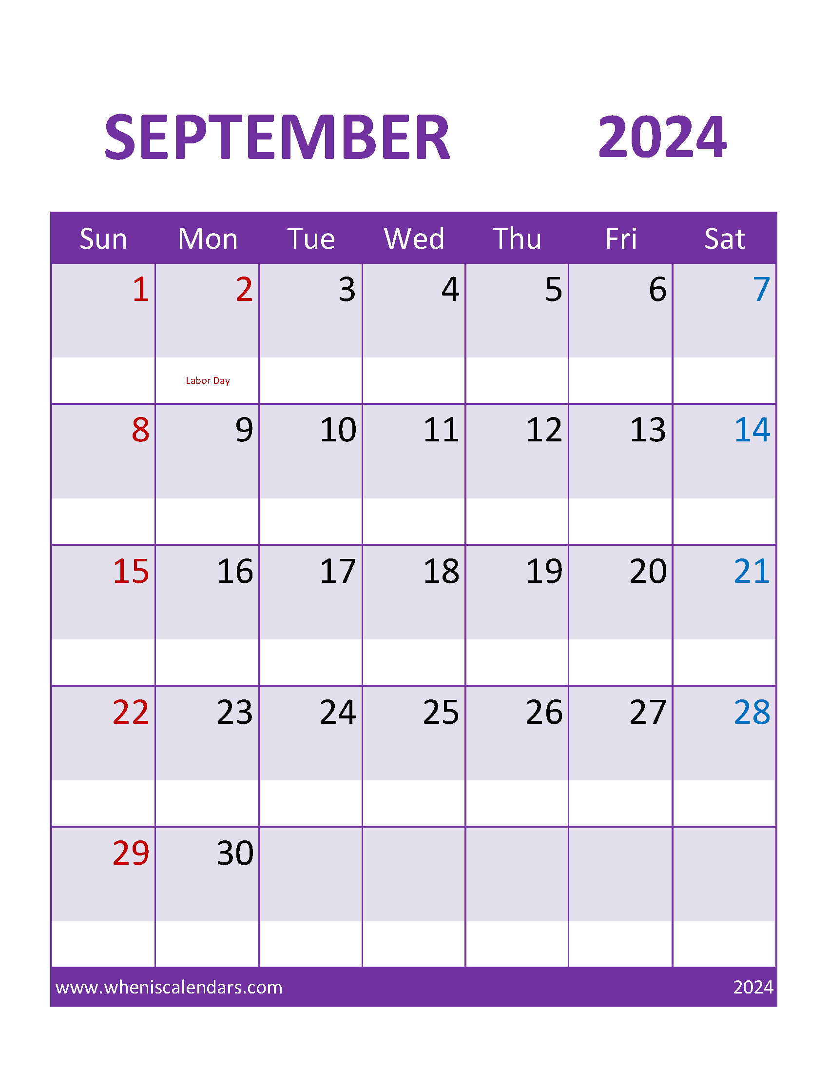 2024 September monthly Calendar Printable Monthly Calendar
