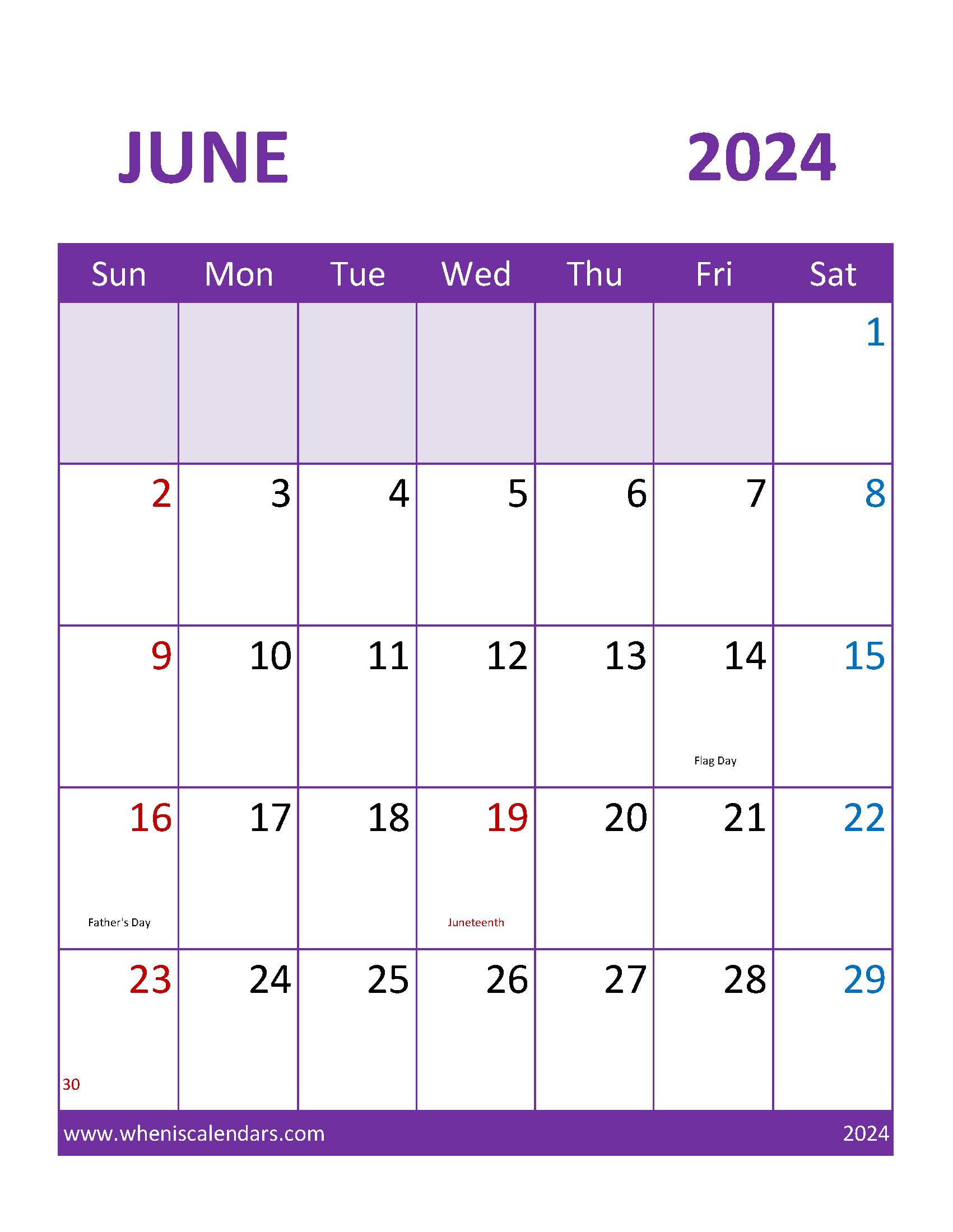 Printable weekly Calendar June 2024 Monthly Calendar