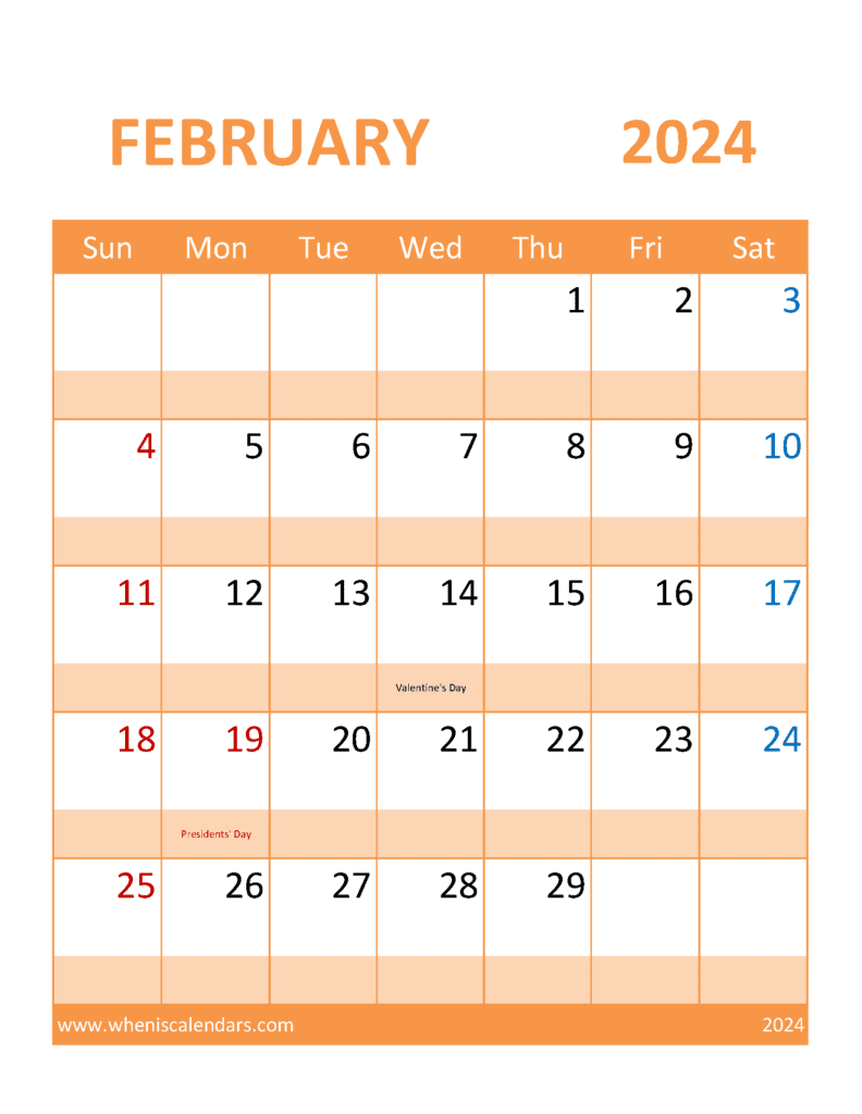 Free Feb 2024 Printable Calendar Monthly Calendar