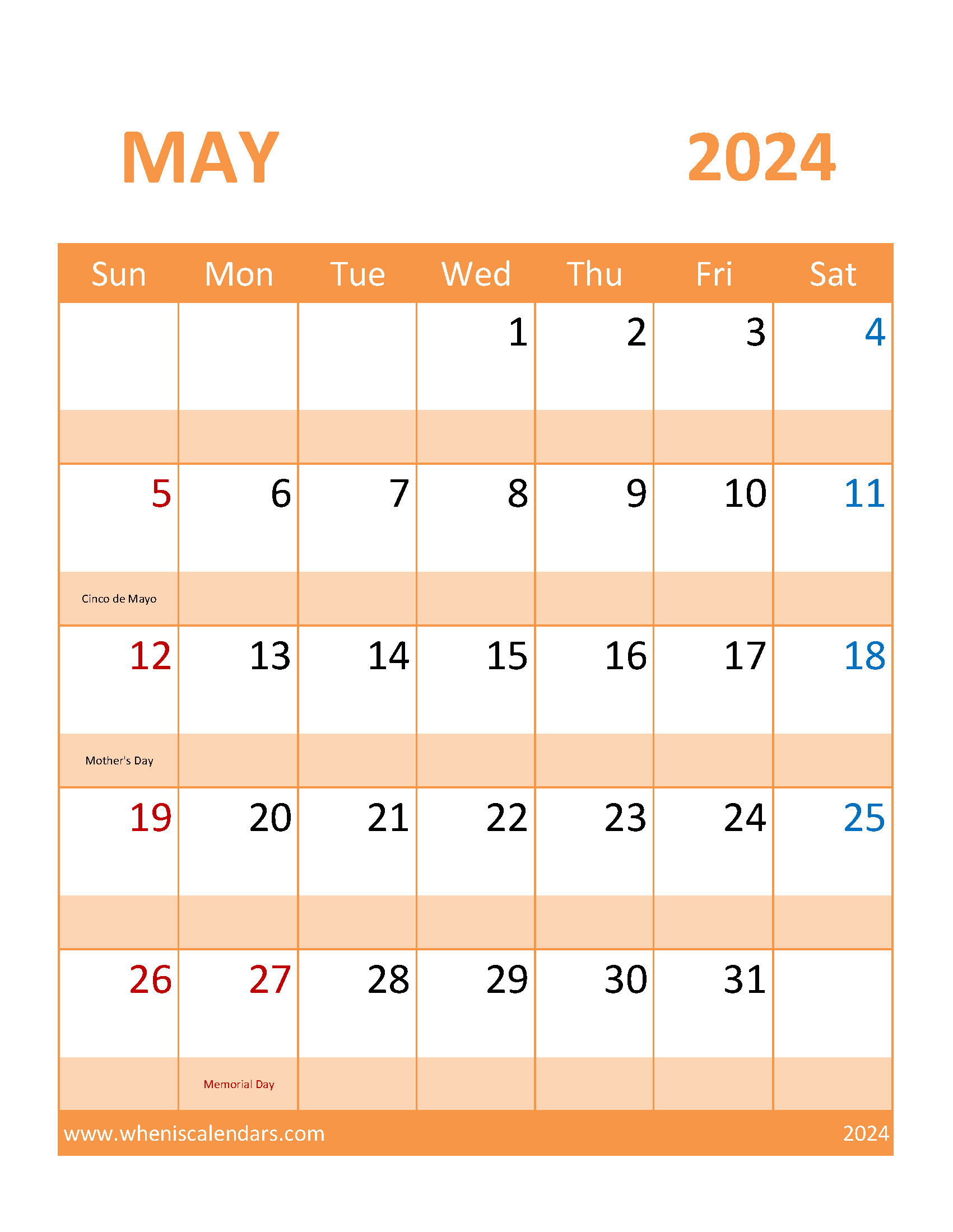 May 2024 work Calendar Monthly Calendar