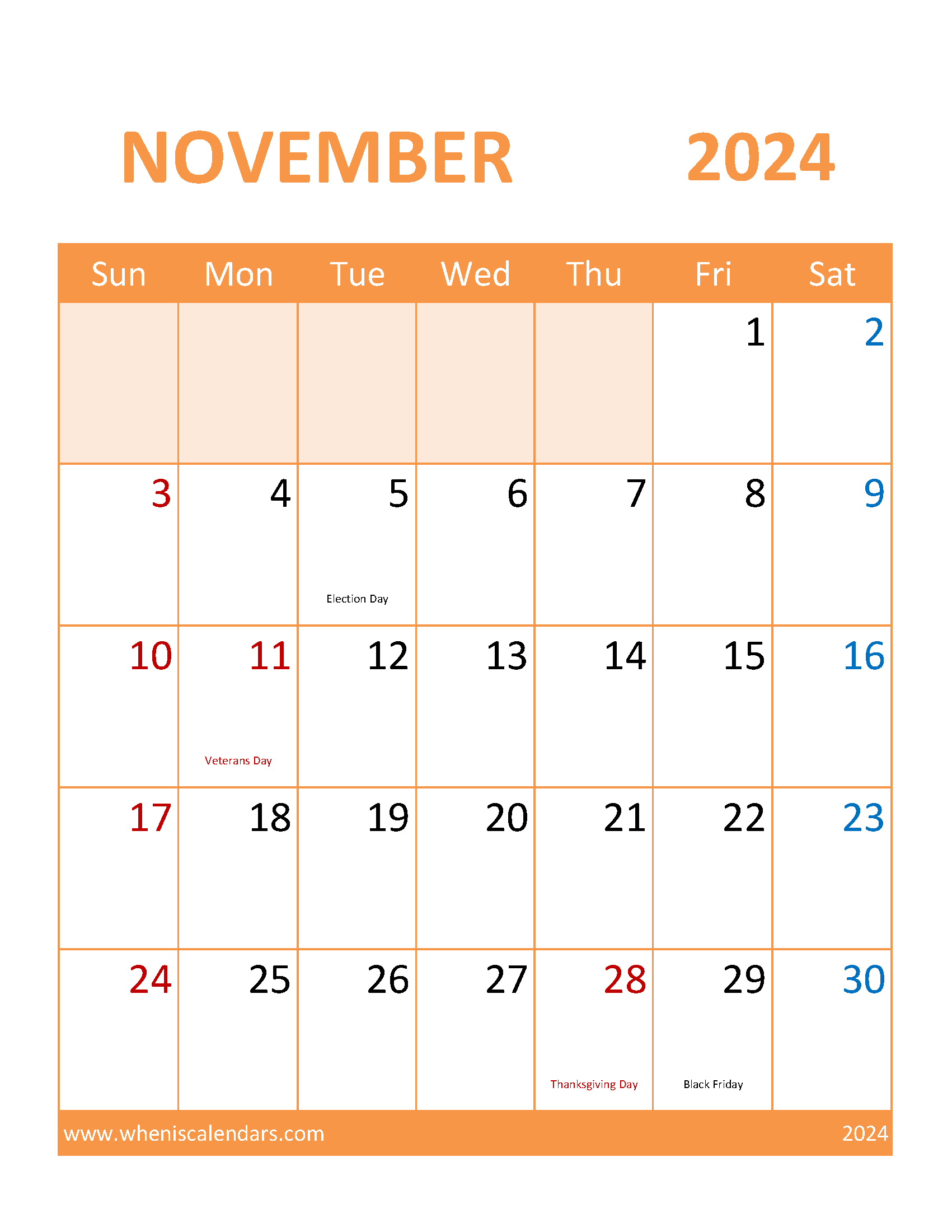 2024 November Printable Calendar Free Monthly Calendar