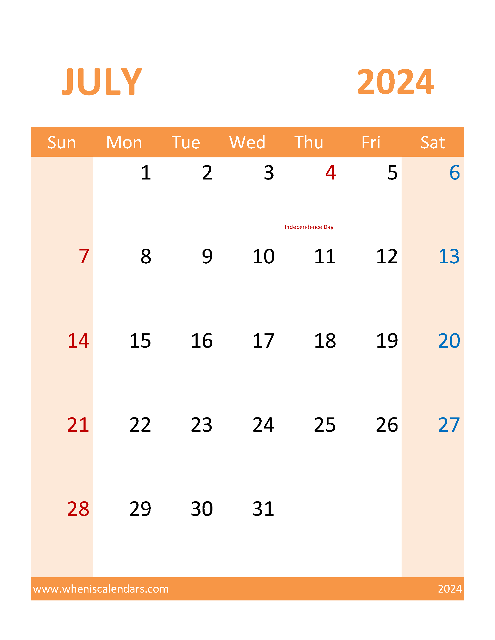 July 2024 Printable Calendar with lines Monthly Calendar